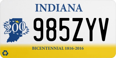 IN license plate 985ZYV