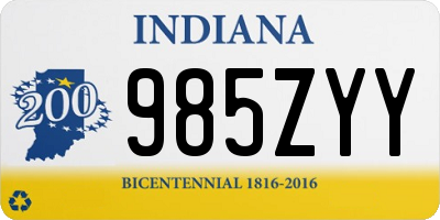 IN license plate 985ZYY