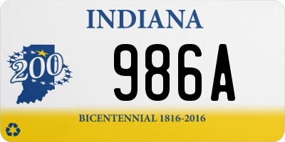 IN license plate 986A