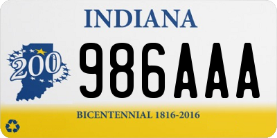 IN license plate 986AAA