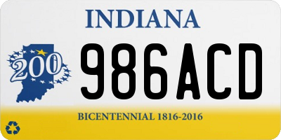 IN license plate 986ACD