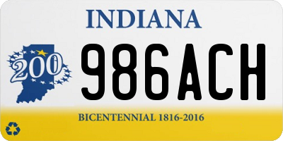 IN license plate 986ACH