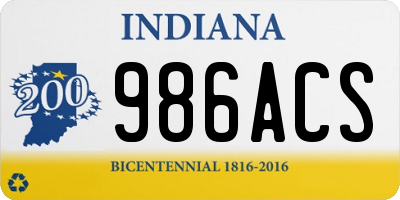 IN license plate 986ACS