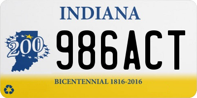 IN license plate 986ACT
