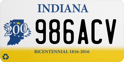 IN license plate 986ACV