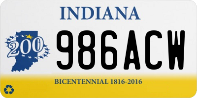 IN license plate 986ACW