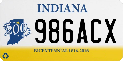 IN license plate 986ACX