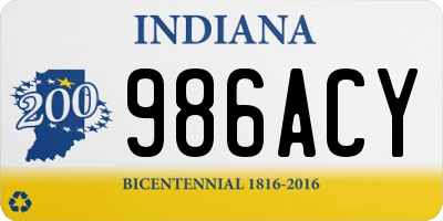 IN license plate 986ACY