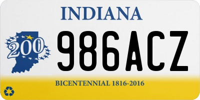 IN license plate 986ACZ