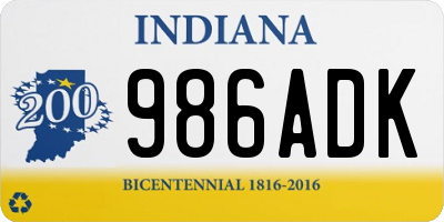 IN license plate 986ADK