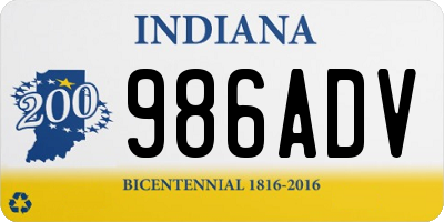 IN license plate 986ADV