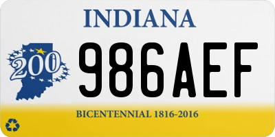 IN license plate 986AEF