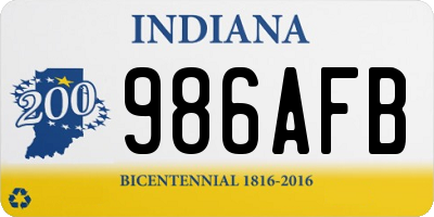 IN license plate 986AFB