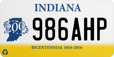 IN license plate 986AHP