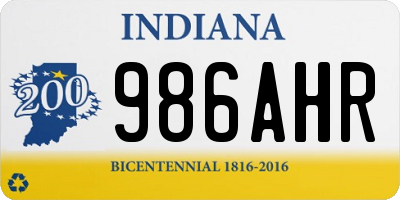 IN license plate 986AHR