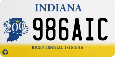 IN license plate 986AIC
