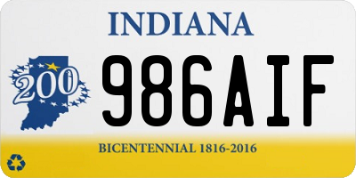 IN license plate 986AIF