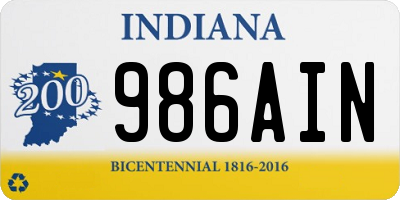 IN license plate 986AIN