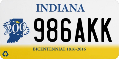 IN license plate 986AKK