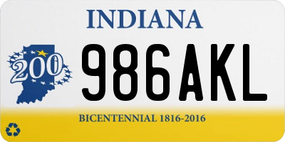 IN license plate 986AKL