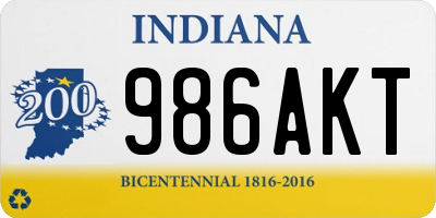 IN license plate 986AKT