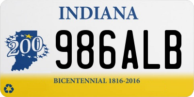 IN license plate 986ALB
