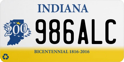 IN license plate 986ALC