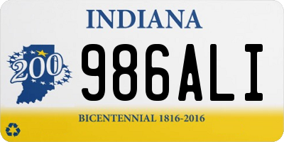 IN license plate 986ALI