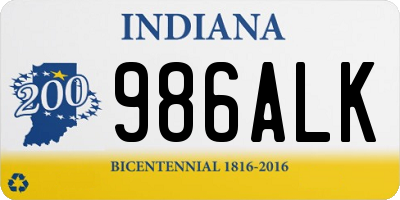 IN license plate 986ALK