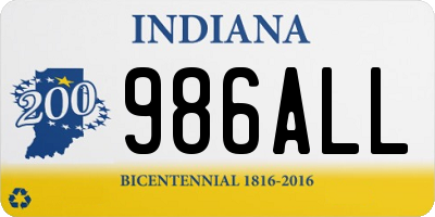 IN license plate 986ALL