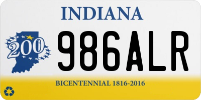 IN license plate 986ALR