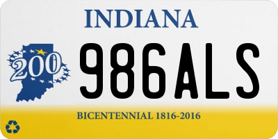 IN license plate 986ALS