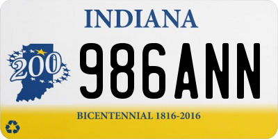 IN license plate 986ANN