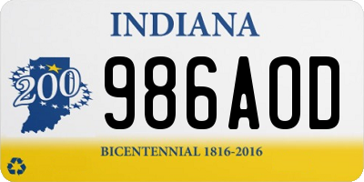 IN license plate 986AOD