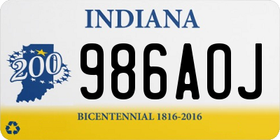 IN license plate 986AOJ