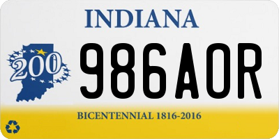 IN license plate 986AOR