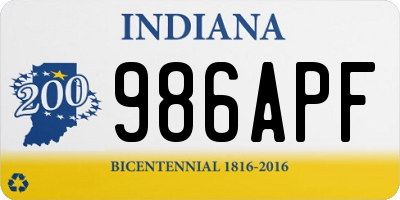 IN license plate 986APF