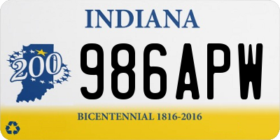 IN license plate 986APW