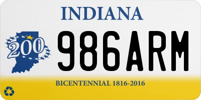 IN license plate 986ARM