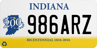 IN license plate 986ARZ