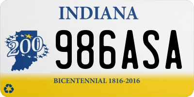IN license plate 986ASA