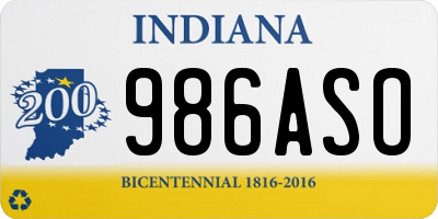IN license plate 986ASO