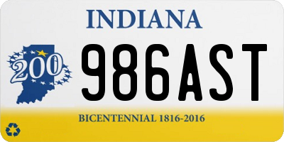 IN license plate 986AST