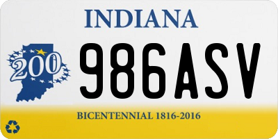 IN license plate 986ASV
