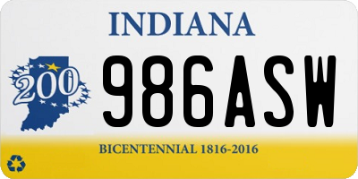 IN license plate 986ASW