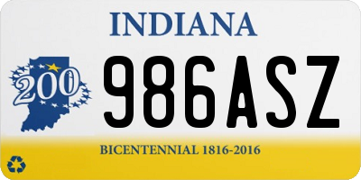 IN license plate 986ASZ