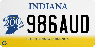 IN license plate 986AUD