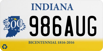 IN license plate 986AUG