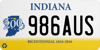 IN license plate 986AUS