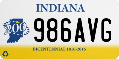 IN license plate 986AVG
